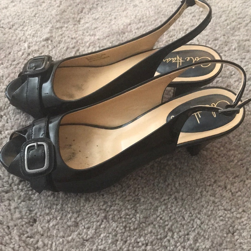 Black Patent Slingback Heels - Picture 2 of 5